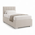 Lit simple capitonné beige en polyester et panneaux de particules 90 x 190 cm