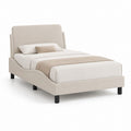 Lit double avec cadre de lit beige en polyester 160 x 200 cm