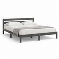 Cadre de lit double gris foncé en pin massif 140 x 190 cm