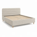Cadre de lit 160x200 cm beige en polyester avec tête de lit capitonnée et sommier à lattes