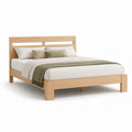 Cadre de lit double en chêne massif naturel 160 x 200 cm avec tête de lit à lattes