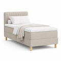 Lit simple capitonné beige en polyester avec sommier 90 x 190 cm