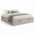 Lit coffre avec 4 tiroirs beige en polyester 160 x 200 cm