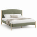 Lit double 160 x 200 cm vert sauge en polyester avec cadre en contreplaqué